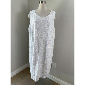 Catherines Womens Plus Size‎ 1X White Lace Overlay Midi Dress Sleeveless